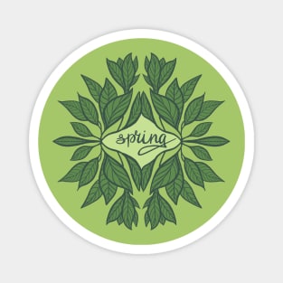 Spring Typography Green Leaves Aesthetic Magnet